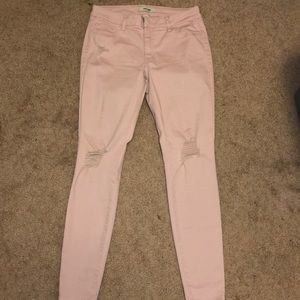 Light pink skinny jeans